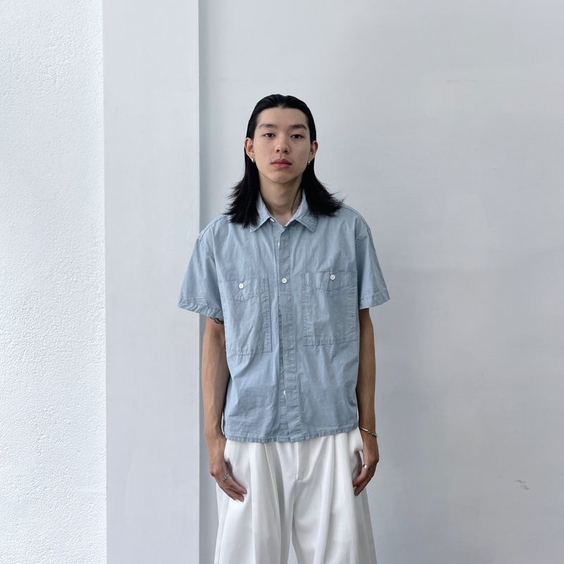 Mist Blue Double-Pocket Shirt