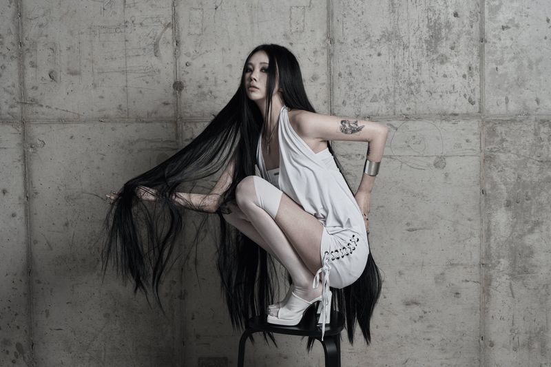 [label] cowl-neck side lace-up one-piece WHITE