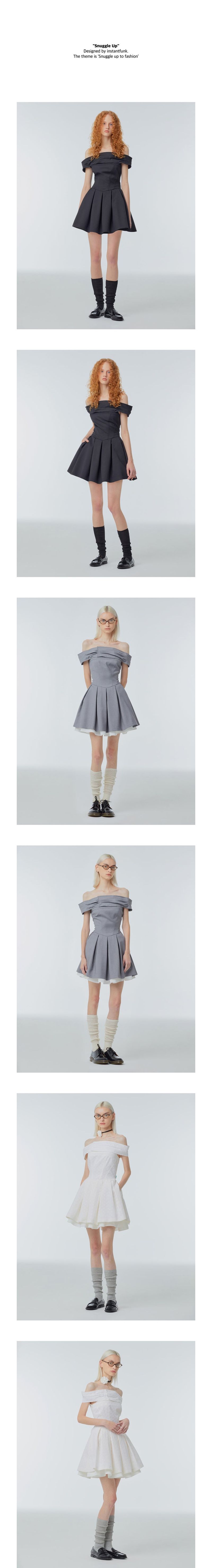 Off-the-shoulder flared mini dress