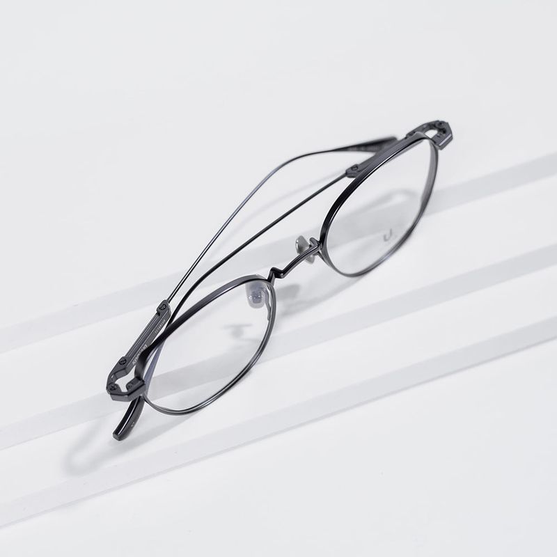 Knouun Round titanium glasses CODE. 102. B Navy