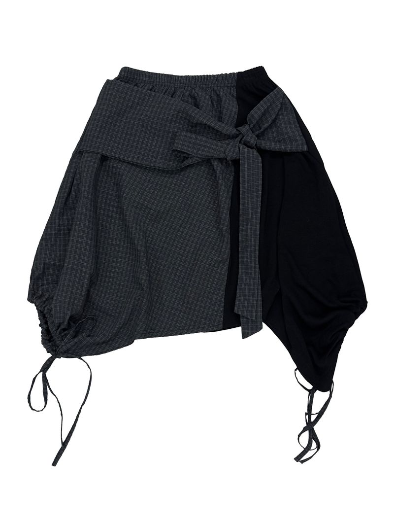 layered check wrap skirt (2color)