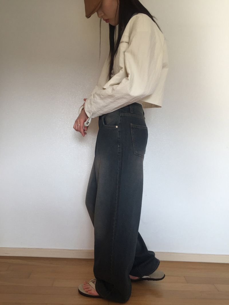 Touch denim wide long pants (2 colors)