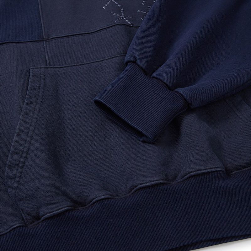 Grid hoodie / Washed navy