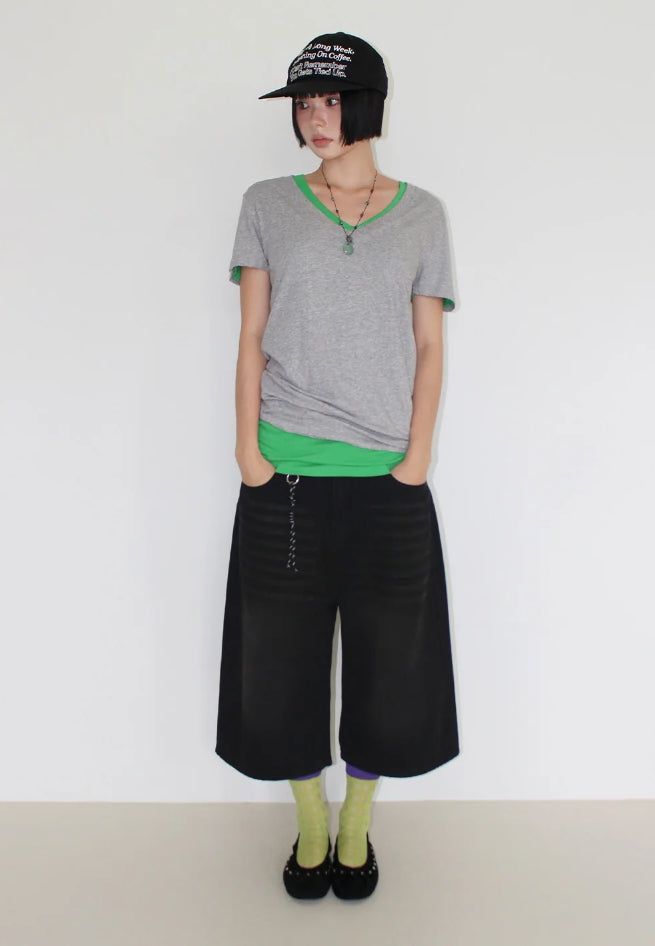 SOFT LONG V-NECK TEE