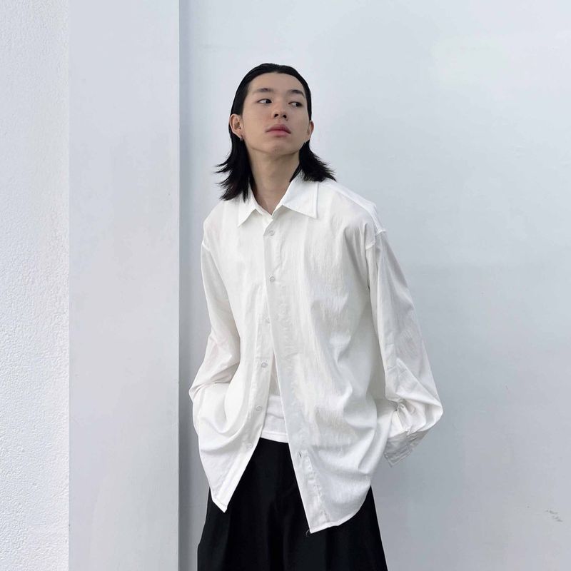 Micro-crinkle Baggy Shirt