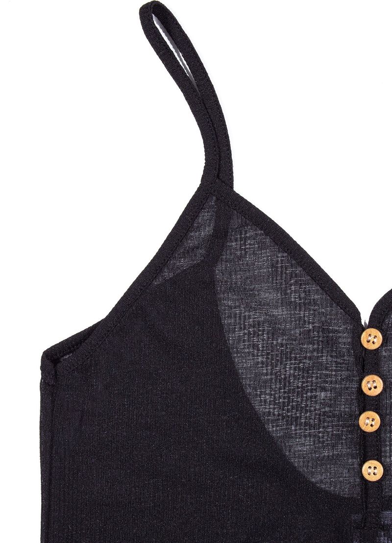 SEETHROUGH BUTTON SLEEVELESS_Black