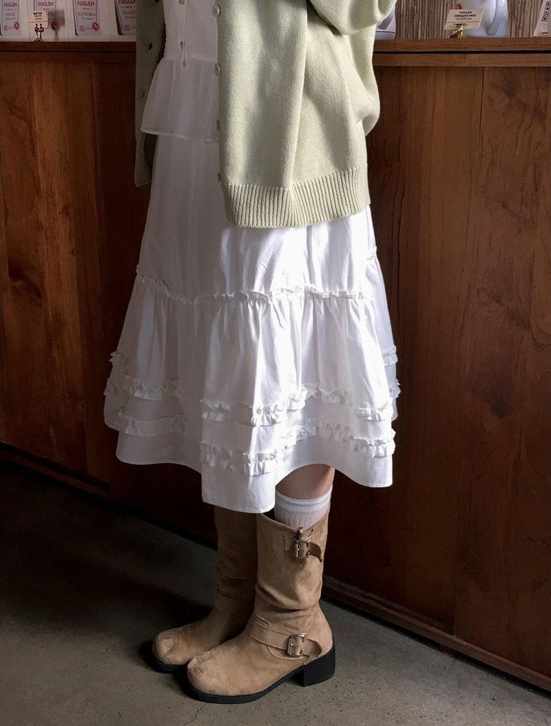 Shirring Buckle Middle Boots (2color)
