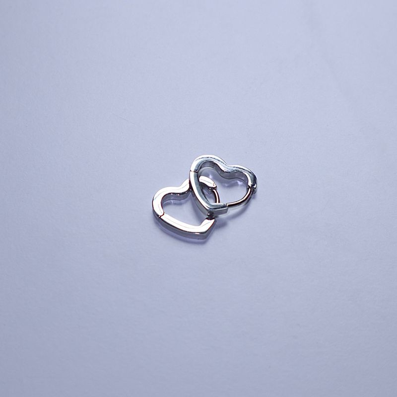 Surgical steel heart ring one-touch earrings