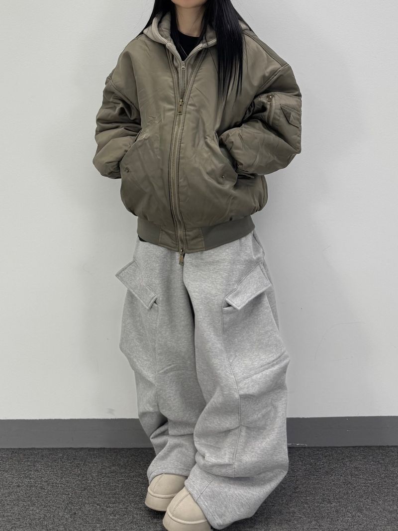 rib fleece sweat pants