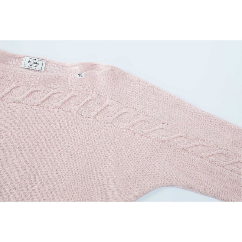 CABLE BOAT NECK KNIT-PINK