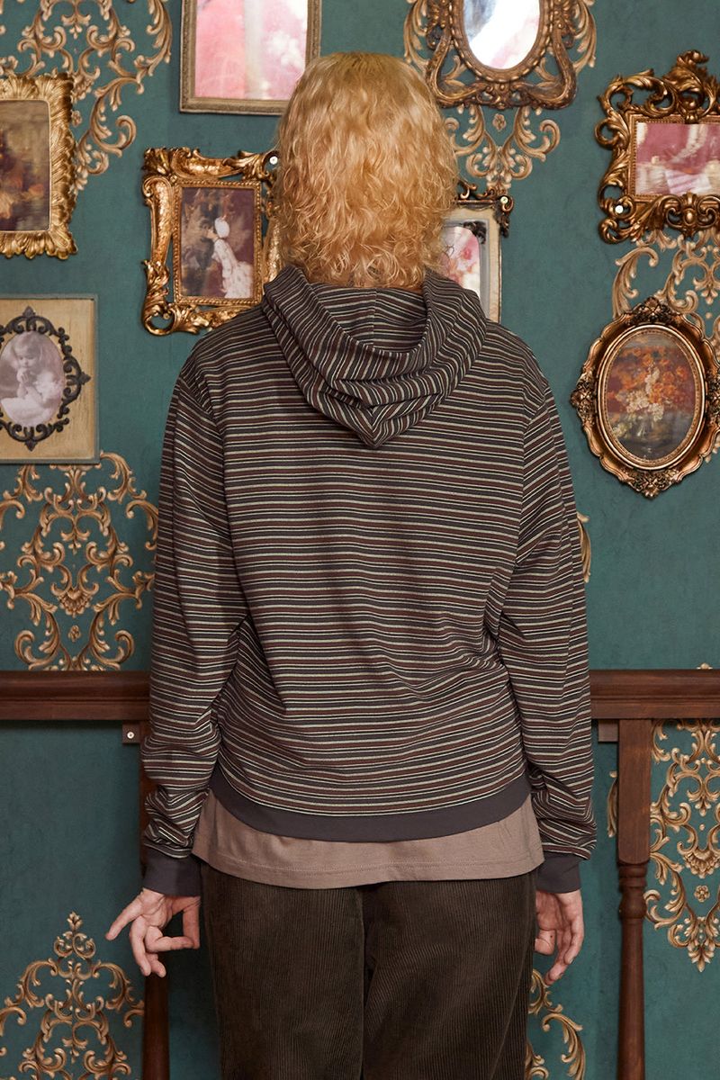 STRIPE LOGO HOODIE / CHARCOAL