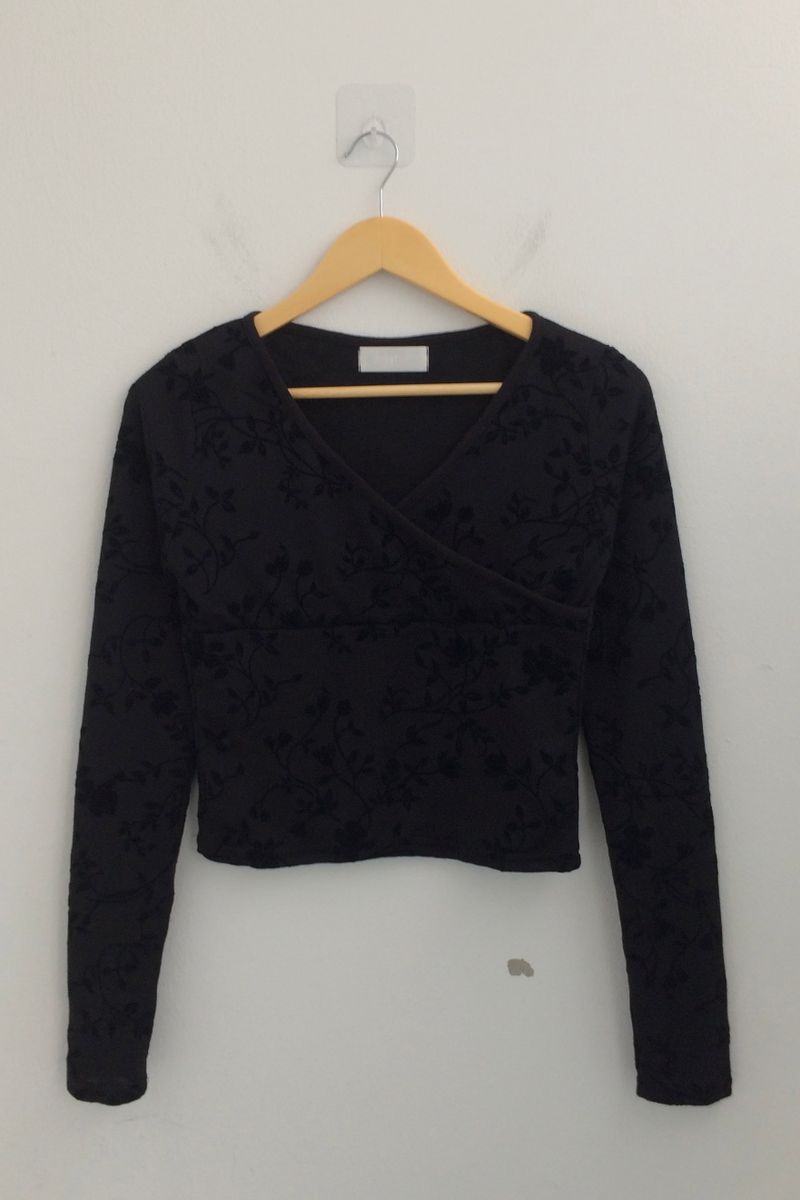 Floral cross-neck top