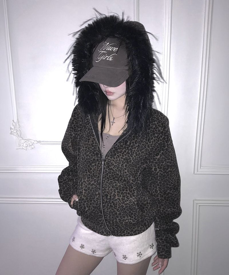 leo fur zip-up (2colors)