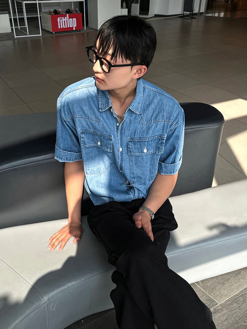 classic western two-pocket denim shirt