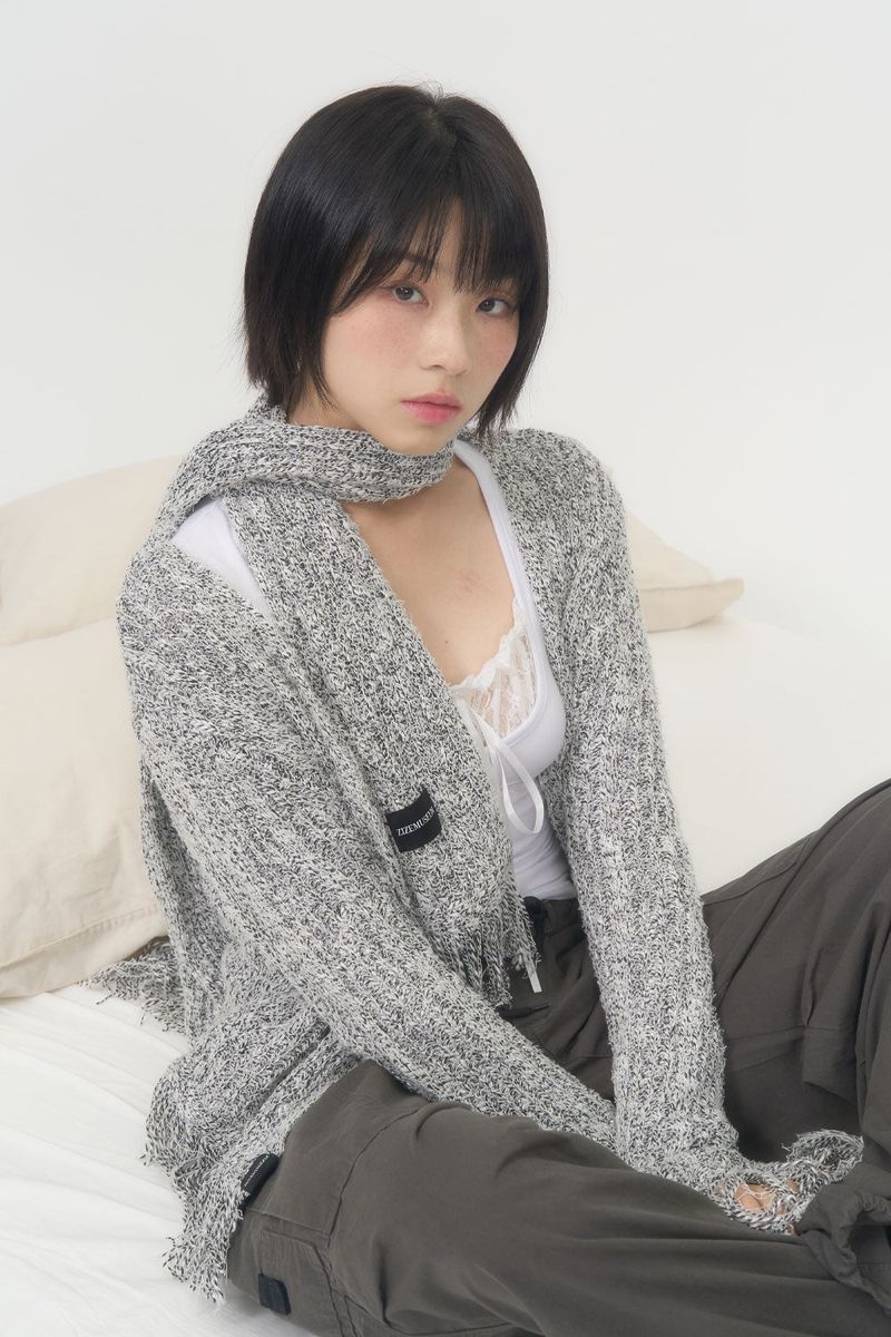 MIX KNIT MUFFLER (GRAY)