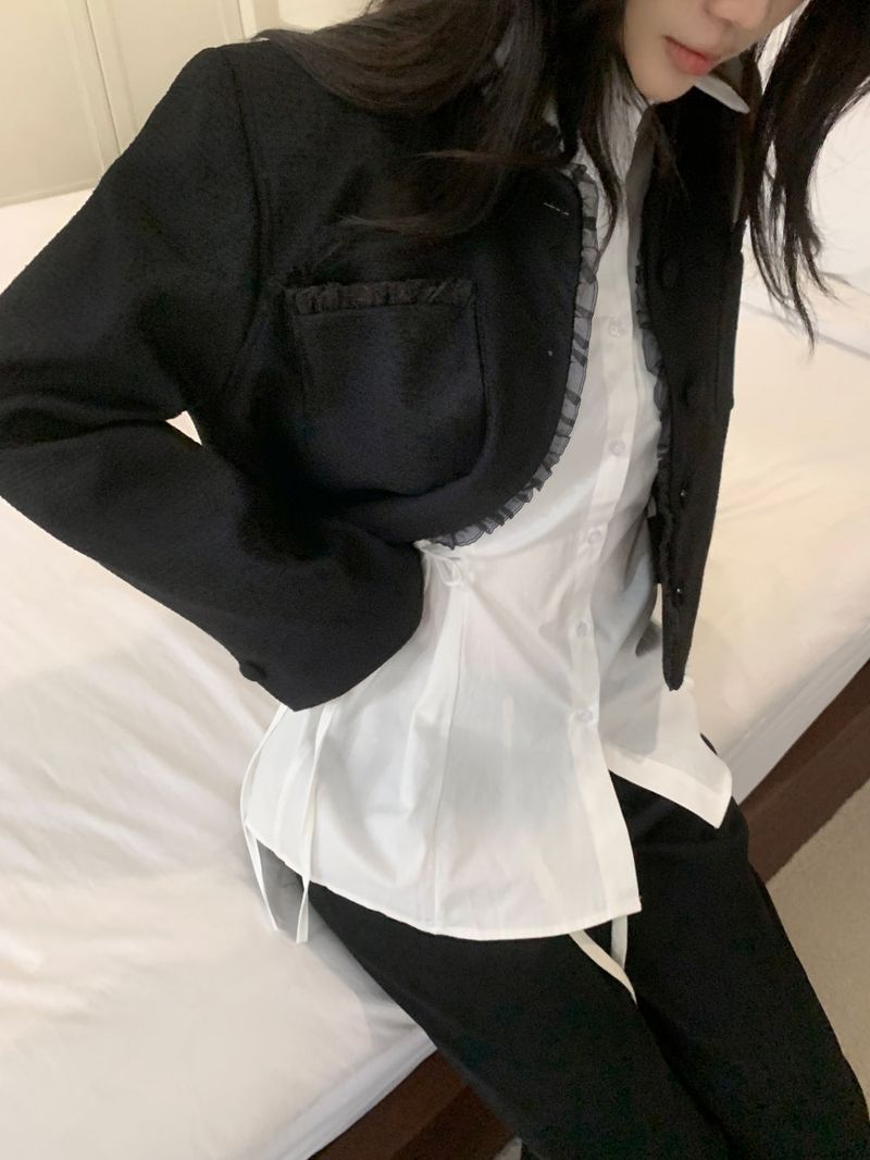 Classic Muse Lace -Trimmed Tweed Jacket