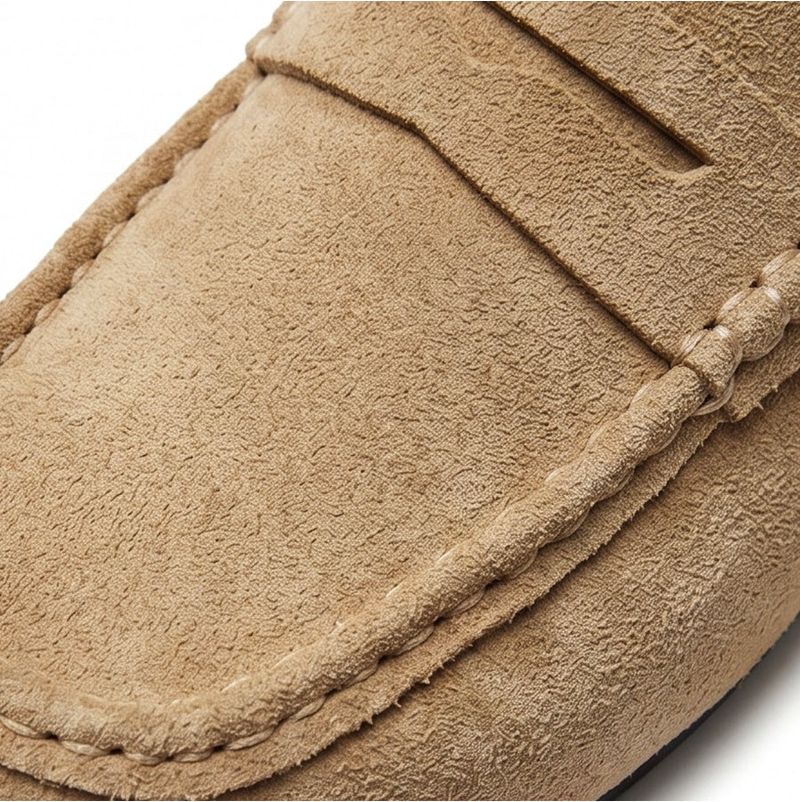 Suede Loafer Slides Camel
