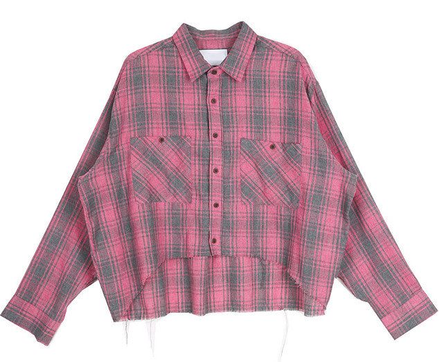 No.0342 F check cutting crop SHIRT