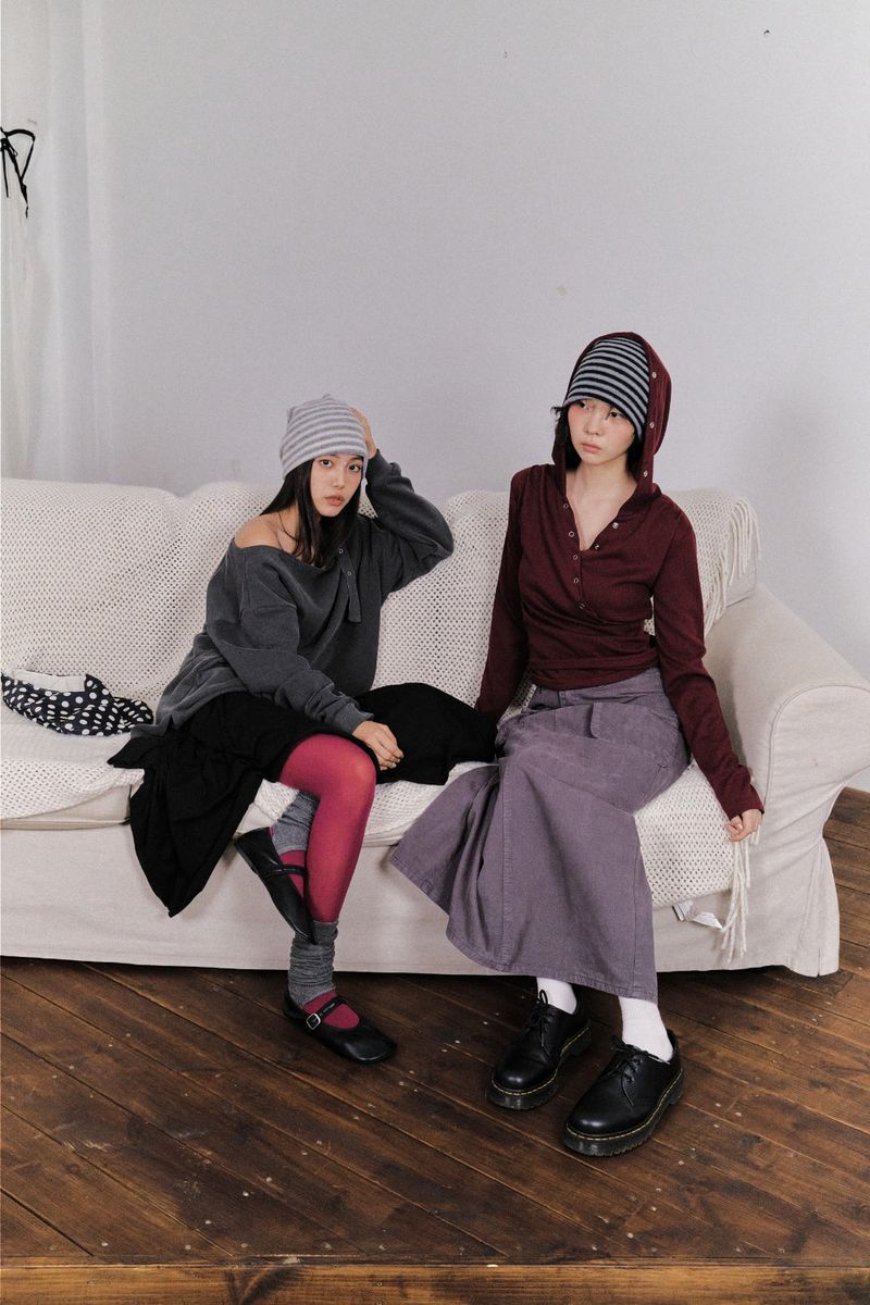 Groove Button Hoodie (3color)