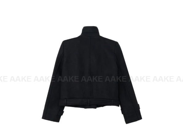 BELTED HIGH-NECK SHORT COAT