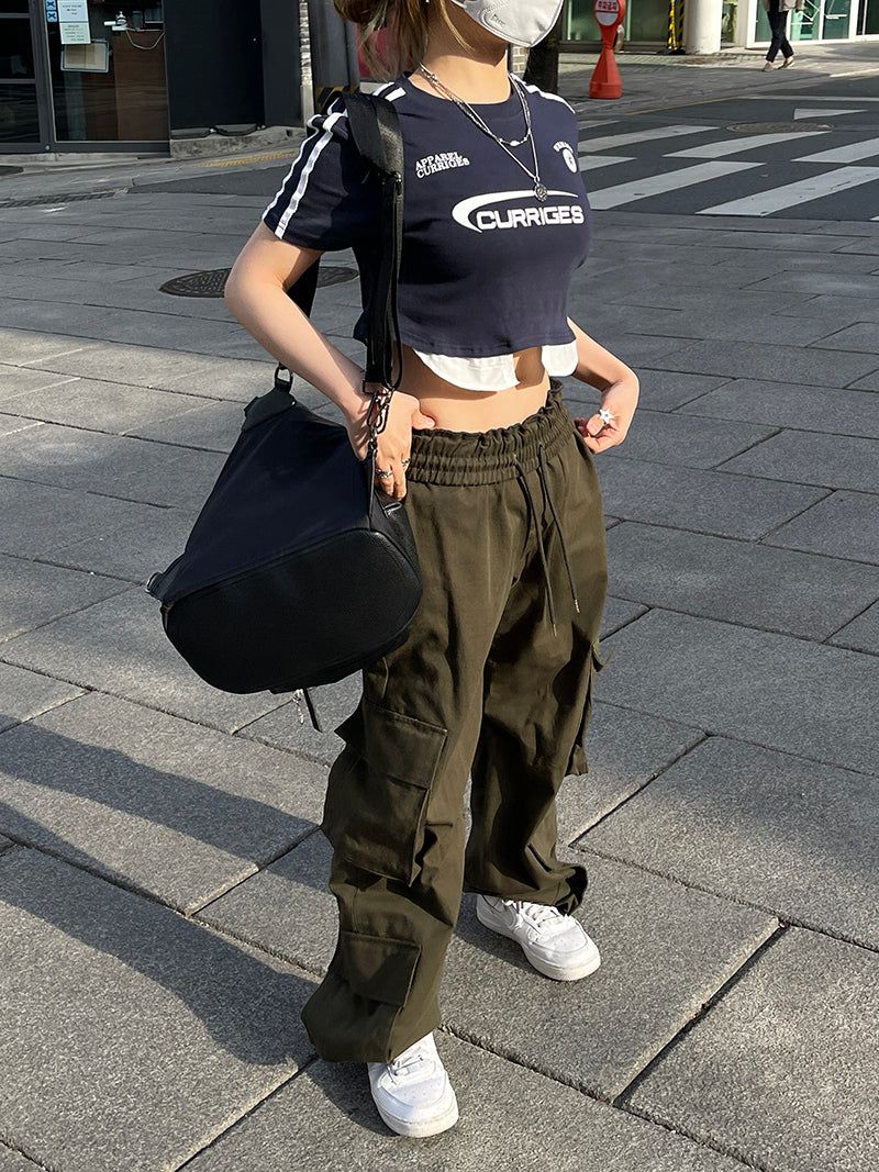 Y2k Sporty Racing Crop Tee