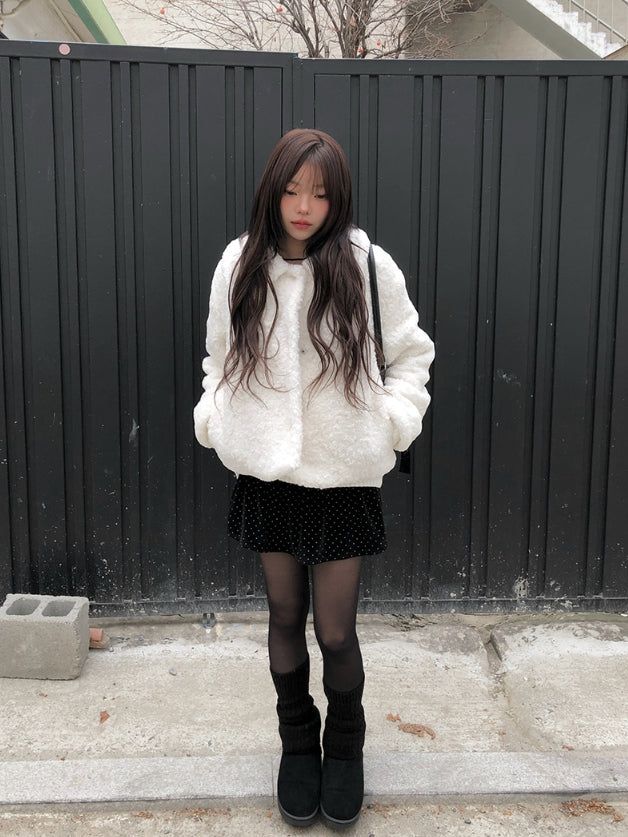 Lemme Dot Velvet Mini Skirt