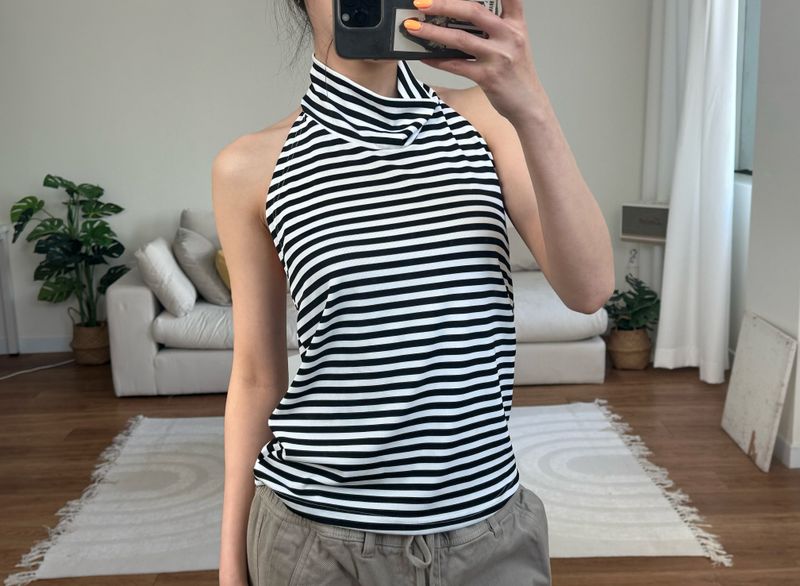 stripe halter neck top