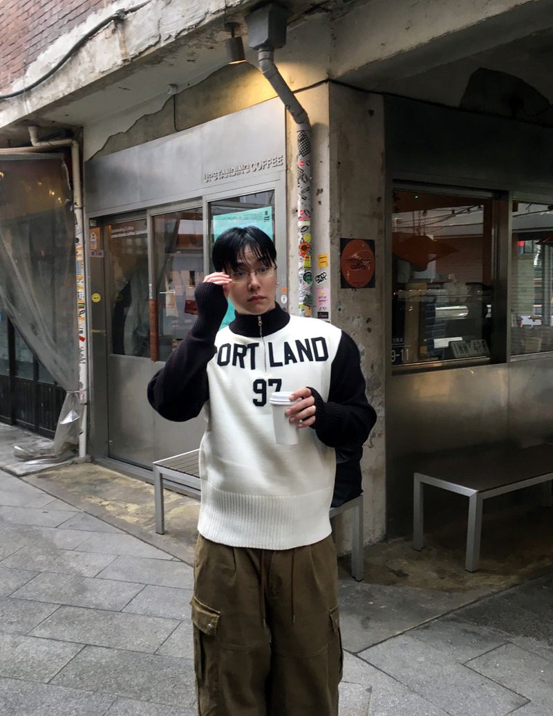 No.1577 PL half ZIP fh KNIT