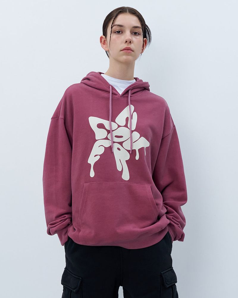 MELTING STAR LOGO PIGMENT HOODIE-PURPLE