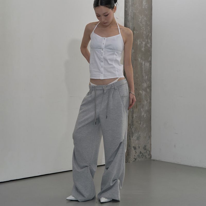 UTILITY POCKET WIDE SWEAT PANTS (WHITE)