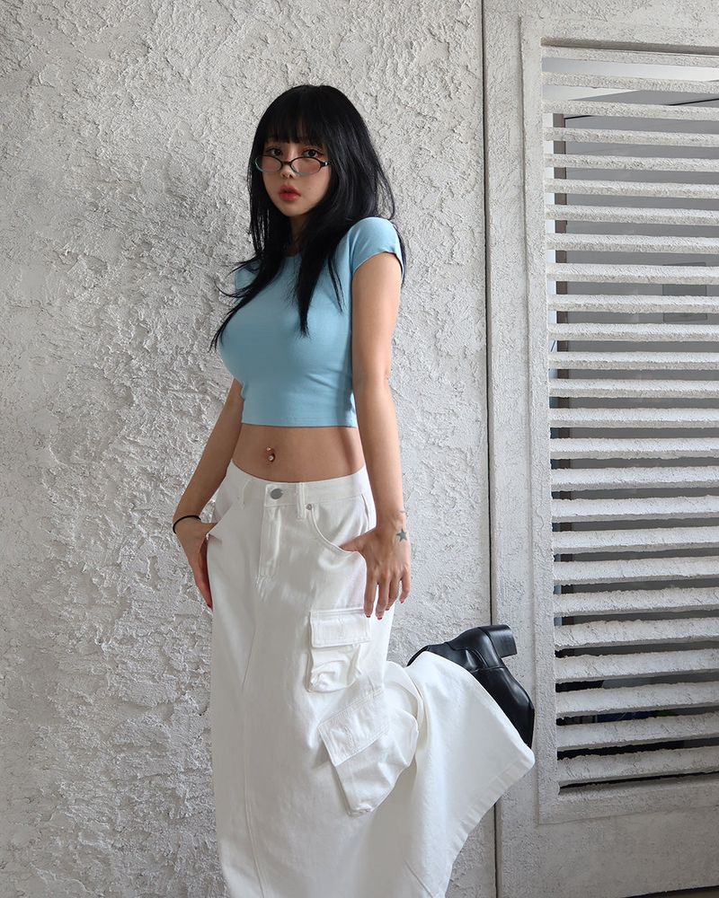 Soft cropped short-sleeved T-shirt
