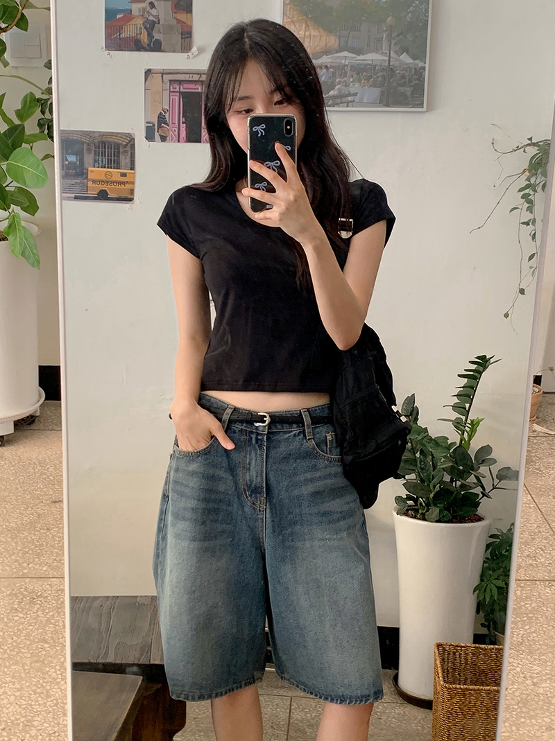 Vintage Bermuda Wide Denim Shorts