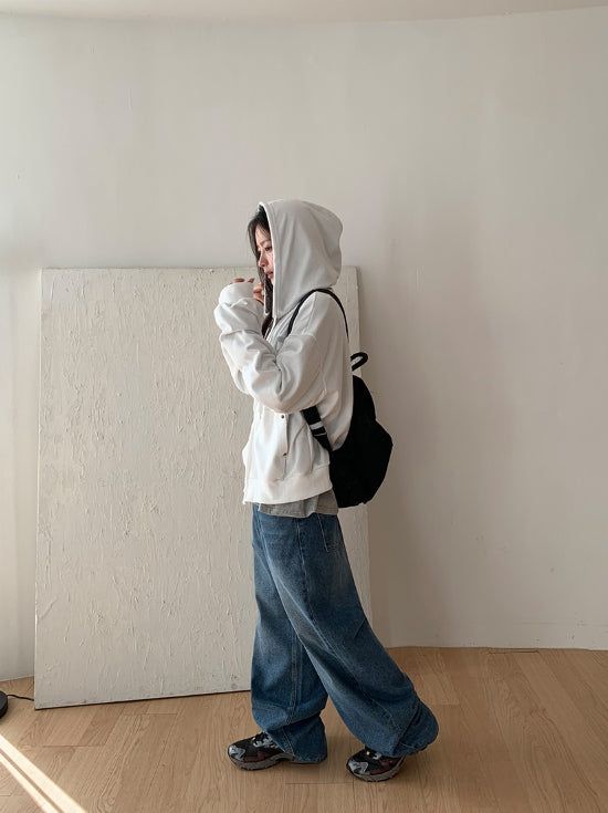 Femme Star Printing Hood Zip-Up
