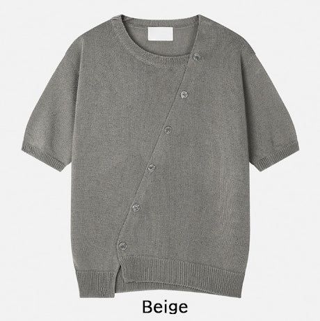 Bock Diagonal Button Linen Cardigan