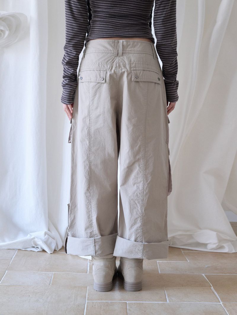 3-WAY MESH POCKET CARGO PT BEIGE