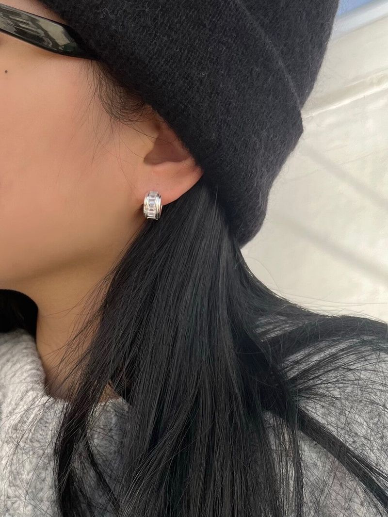 (silver925/18k) Aqua cubic earrings