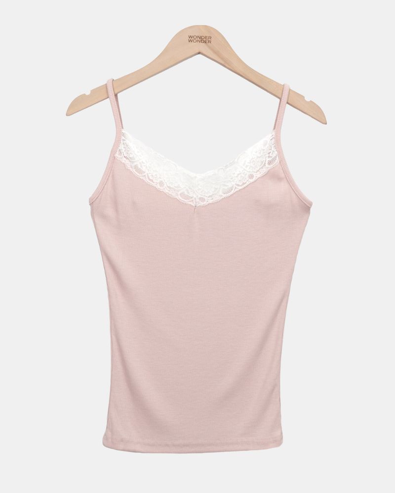 Curren Lace Ribbed Sleeveless Top