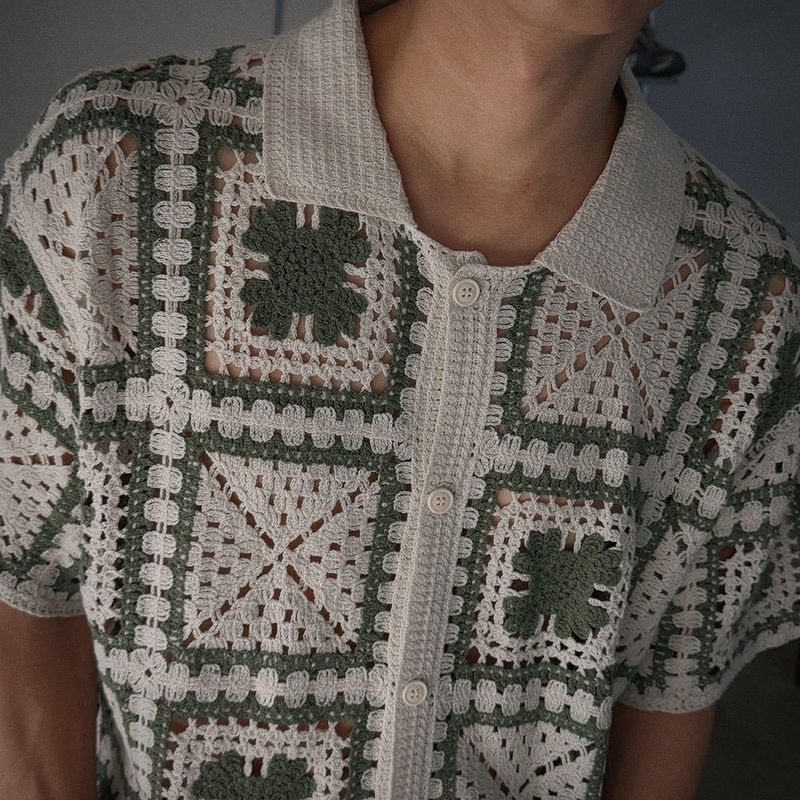 ASCLO Clover Crochet Short Sleeve Cardigan (2color)