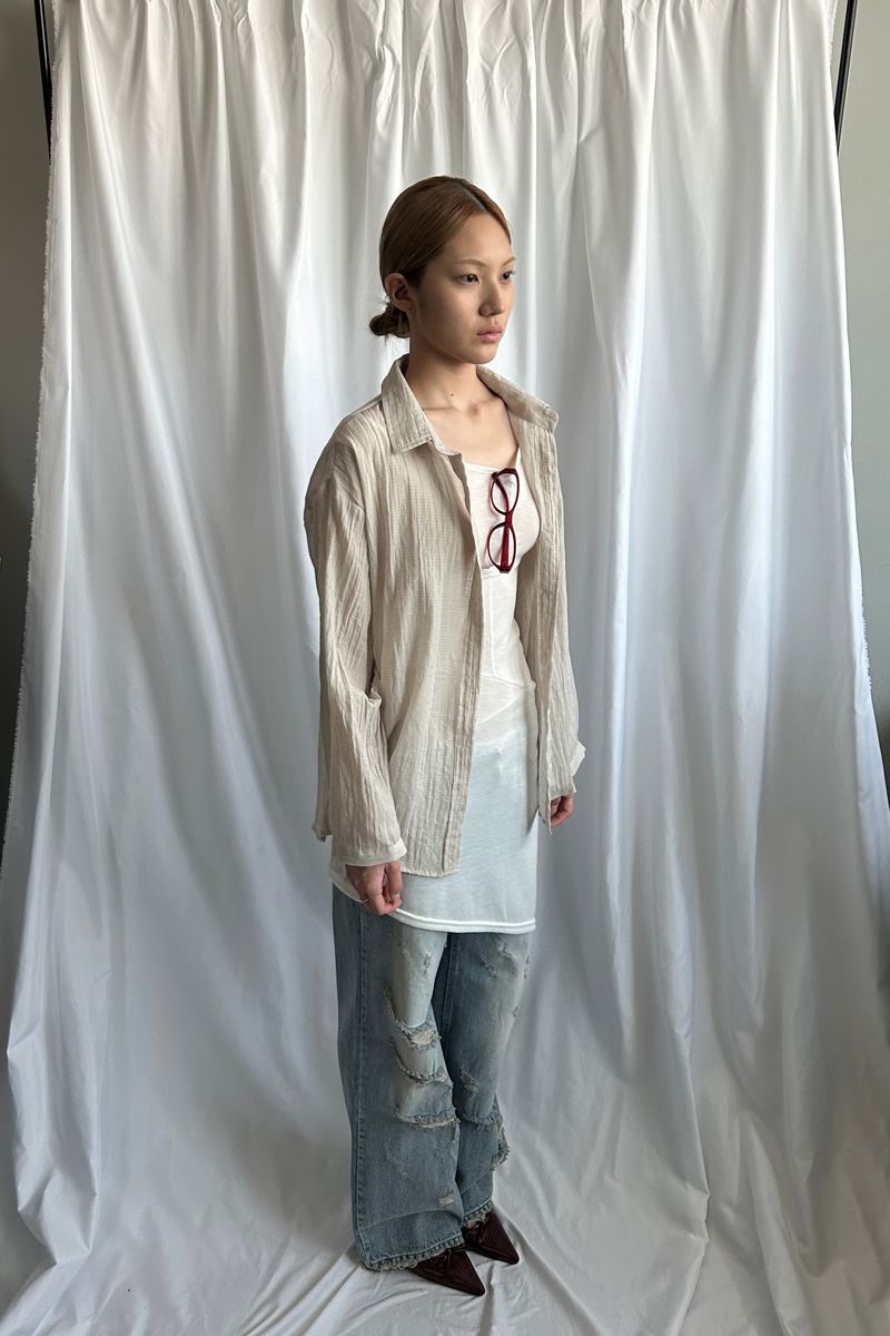 MDNC（エムディーエヌシー）の「WRINKLE LABO SH [BEIGE]（Tops）」