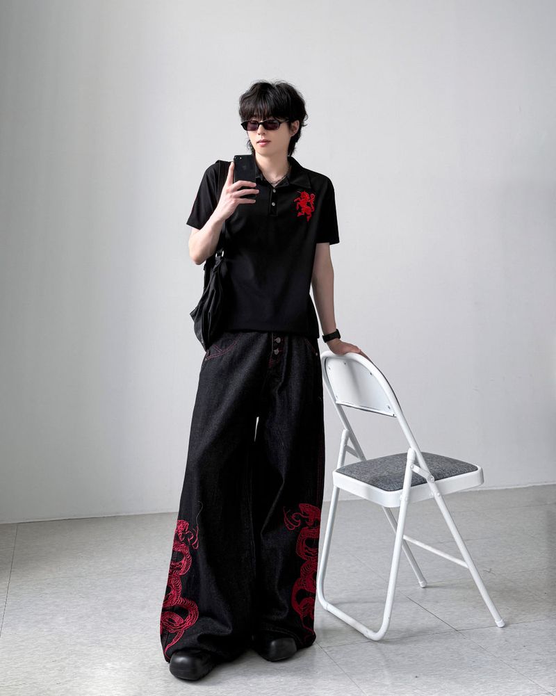 Serpent Black Wide Denim