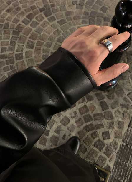 [ In-house ] Deep Black Premium Western Leather Blouson