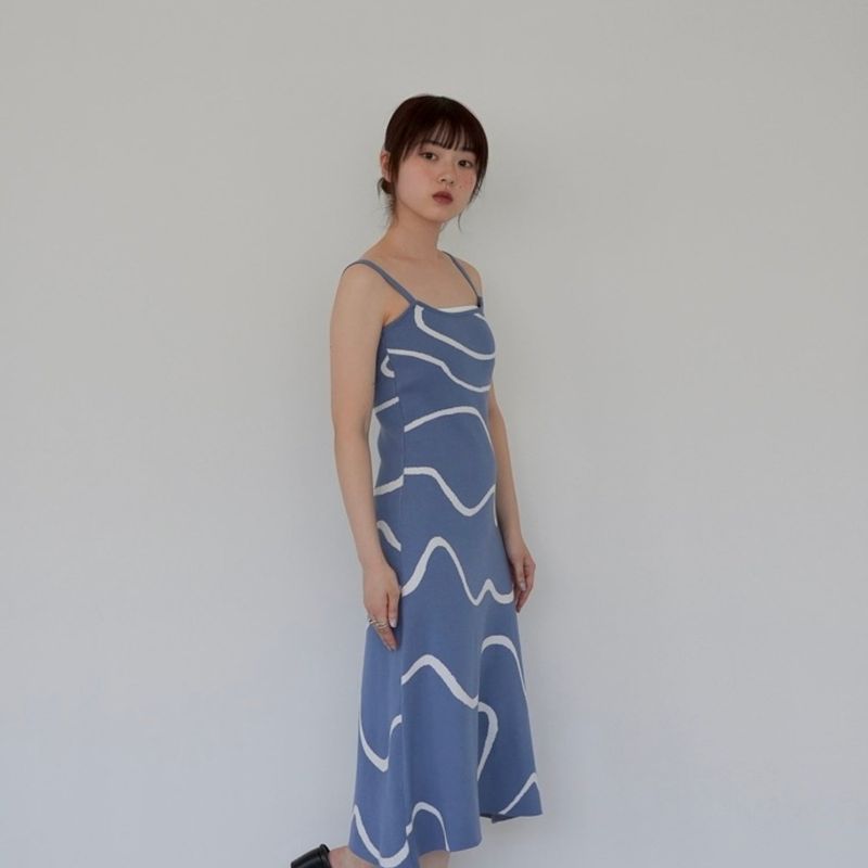 Wave pattern knit one piece