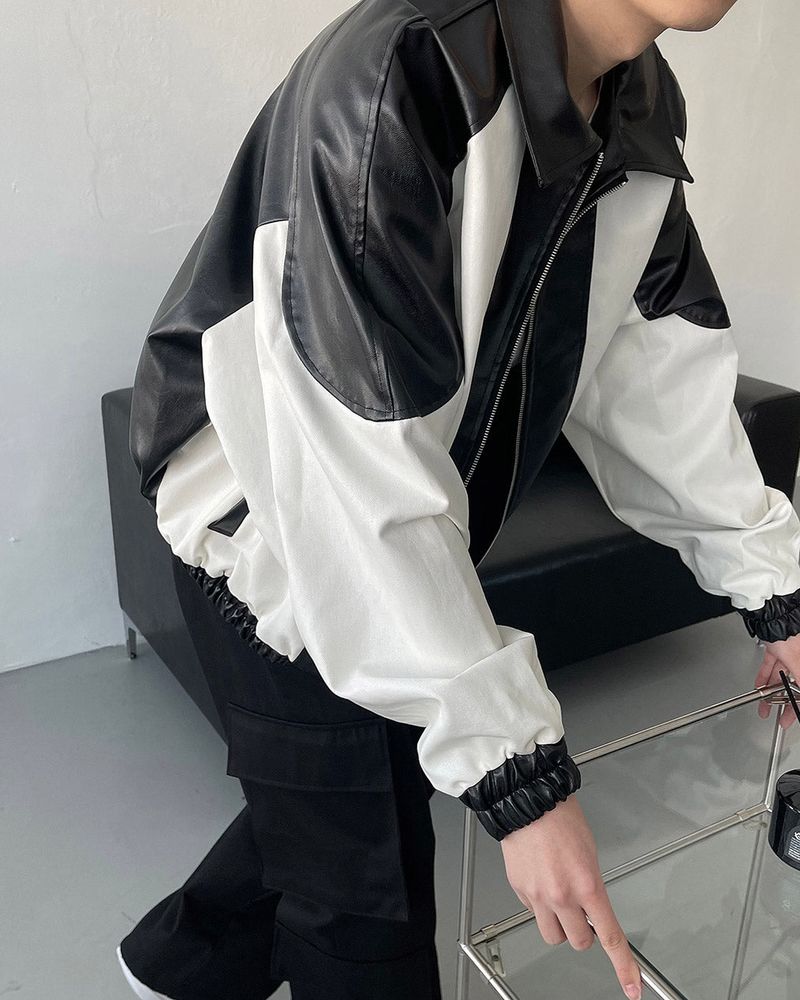 90's Coating Leather Jumper (2 colors)
