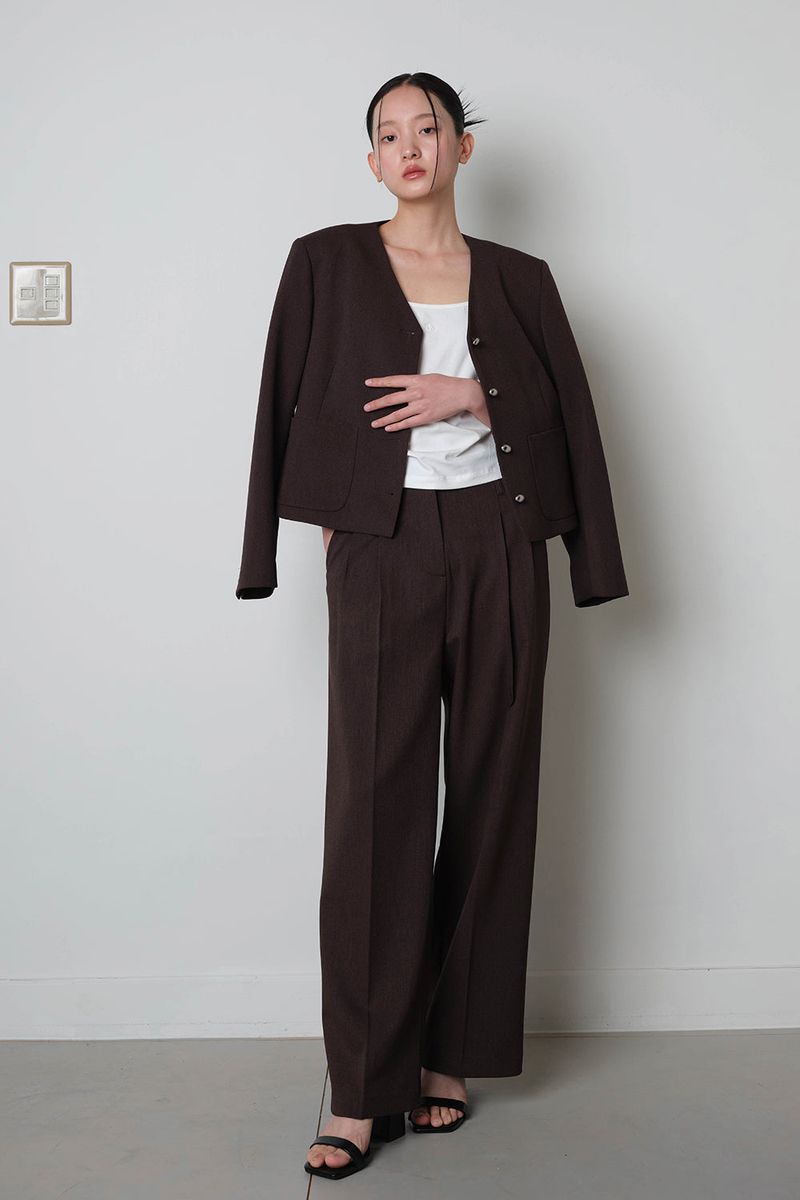 Twill Fintuck Slacks_Brown