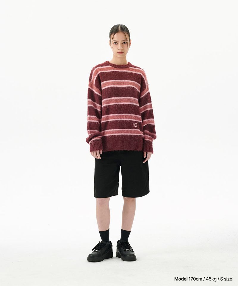 HAIRY STRIPE KNIT SWEATER