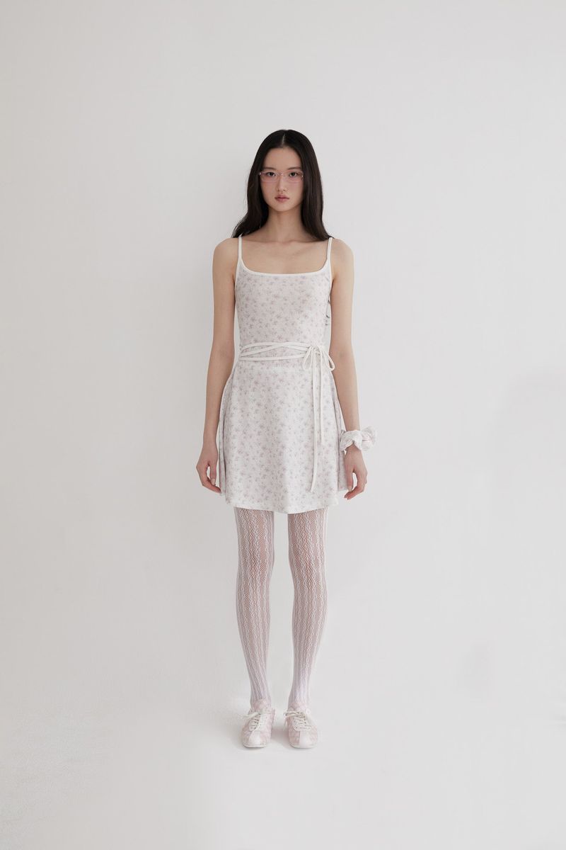 Flower strap mini dress(PINK)