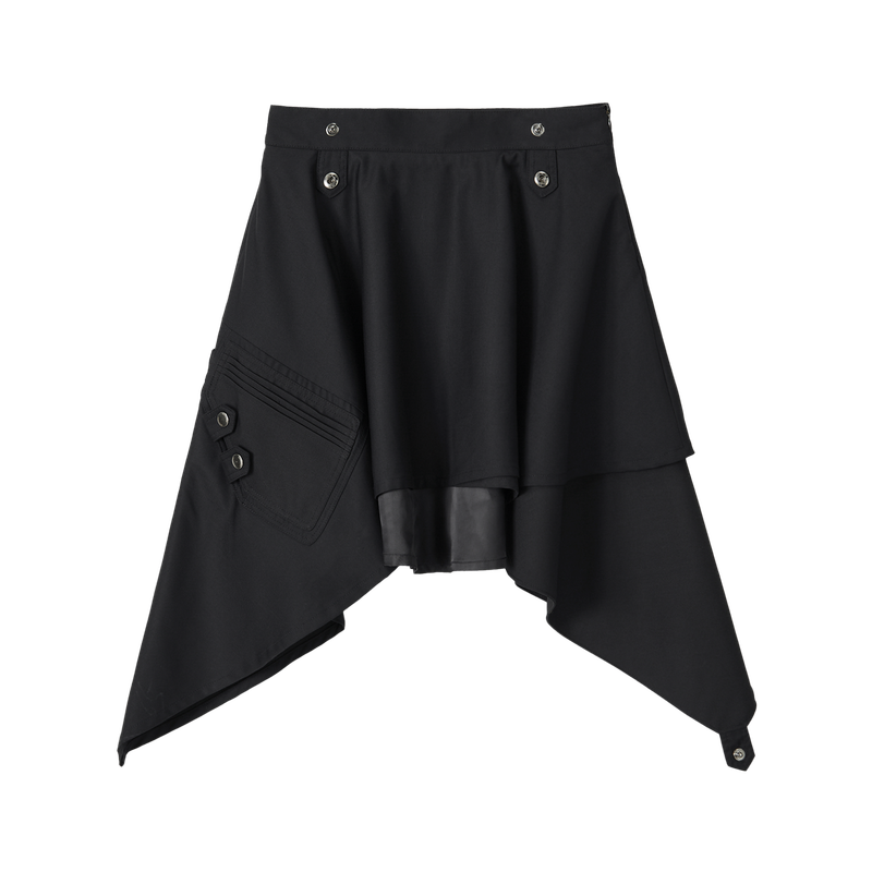 Asymmetric Unbalanced Layered Skirt - BLACK