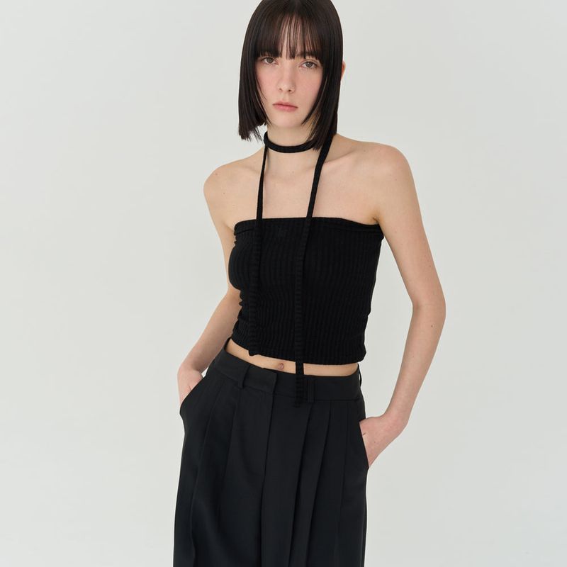 LOGO STRIPE STRAP TUBE TOP (BLACK)