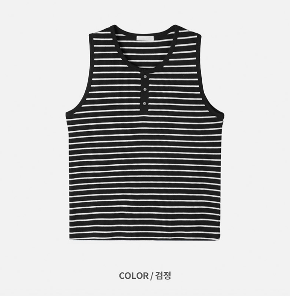 [S/S] Stripe henry neck sleeveless(3color)