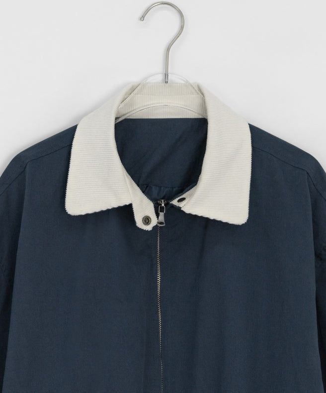 Tupe Coloring Collar Matching Collar Blouson Jumper